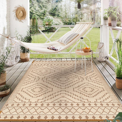 Lahome Portable Indoor/Outdoor Rug - Waterproof & Reversible Plastic Straw Mat for Patio, Deck, Balcony, Backyard, Picnic