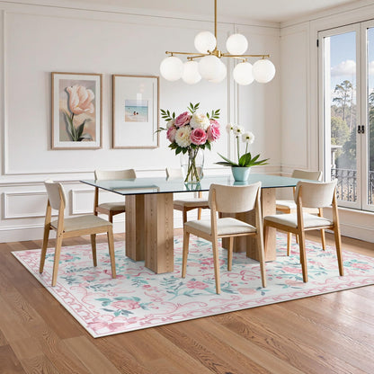 Lahome Washable Floral Bow Area Rug, Rugs for Living Room, Soft Ultra-Thin Non-Slip Carpet for Girls Bedroom Nursery Dorm Kids Room Playroom