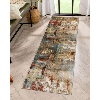 Moynesa Modern Abstract Round Rug,Gray Kitchen Rugs Soft Bedroom Circle Rugs Washable Living Room Mat, Contemporary Large Indoor Office Carpet for Mudroom Kitchen Apartment Basement