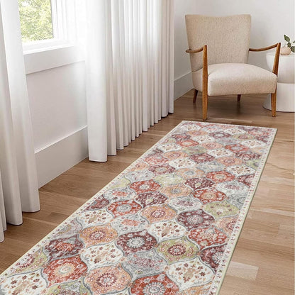 Moynesa Area Rug for Living Room Indoor Non-Slip Moroccan Trellis Washable Mat Large Oriental Accent Throw Rug for Kitchen Entryway Bathroom Bedroom Office Carpet