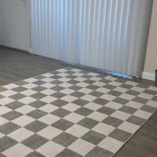 RUG ROBOT 5'x7' Washable Area Rugs for Living Room, Non-Slip Rugs for Bedroom, Farmhouse Checkered Rug, Soft Large Carpet for Kitchen Playroom, Green