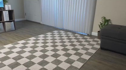 RUG ROBOT 5'x7' Washable Area Rugs for Living Room, Non-Slip Rugs for Bedroom, Farmhouse Checkered Rug, Soft Large Carpet for Kitchen Playroom, Green