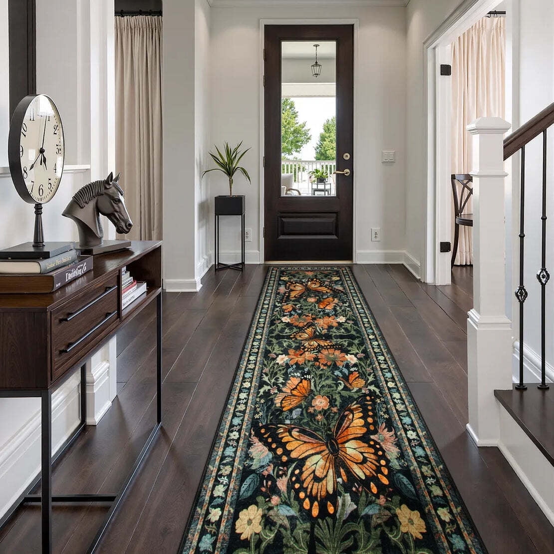 Lahome Decor Butterfly Bedroom Rug,Area Rugs Rugs for Living Room, Non-Slip Washable Rugs Stain Resistant Boho Floral Rug Low-Pile Throw Rug for ‎Dining Room Office Walmart Walmart 2.5' x 10' Black