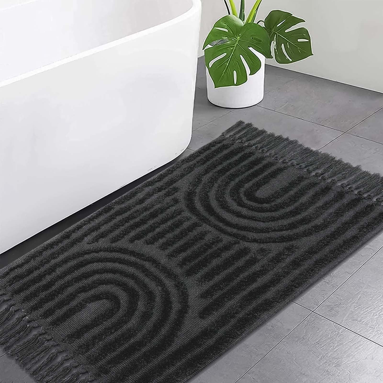 SUNDEREY Modern Rainbow Area Rug,Washable Bedroom Rugs,Boho Terracotta Woven Floor Carpet With Tassel, Modern Farmhouse Tufted Rug For Living Dining Room Kitchen Entryway Bathroom Walmart Walmart 2'x3' Dark Grey