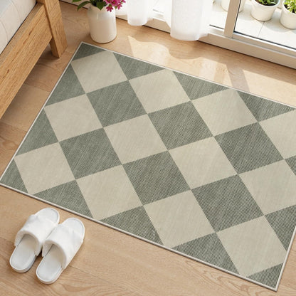 Lahome Decor Modern Washable Area Rugs for Living Room, Non-Slip Rugs for Bedroom, Farmhouse Checkered Rug, Moroccan Neutral Soft Low Pile Carpet for Office Dining Room Playroom Walmart Walmart 2' x 3' Green