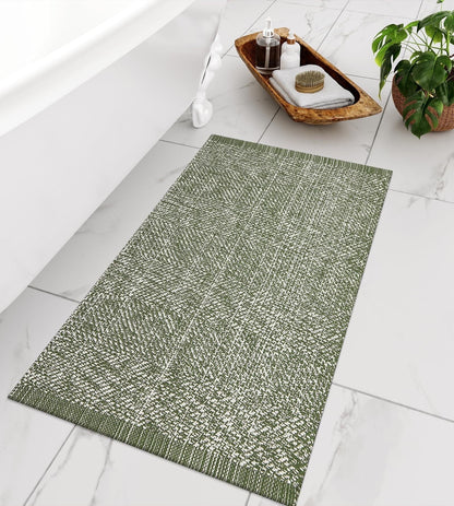 SUNDEREY Washable Bedroom Rugs,Area Rug, Bohemian Kitchen Rug, Cotton Woven Entryway Rug, Modern Braided Door Mat,Stain Resistant Boho Rug Low-Pile Throw Rug for ‎Dining Room Office Walmart Walmart 2'x3' Green/Cream