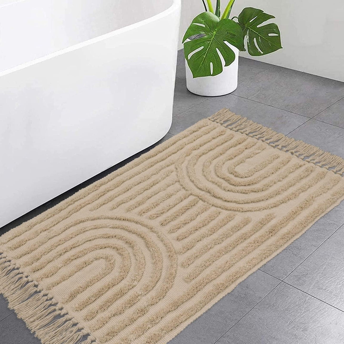 SUNDEREY Modern Rainbow Area Rug,Washable Bedroom Rugs,Boho Terracotta Woven Floor Carpet With Tassel, Modern Farmhouse Tufted Rug For Living Dining Room Kitchen Entryway Bathroom Walmart Walmart 2'x3' Khaki