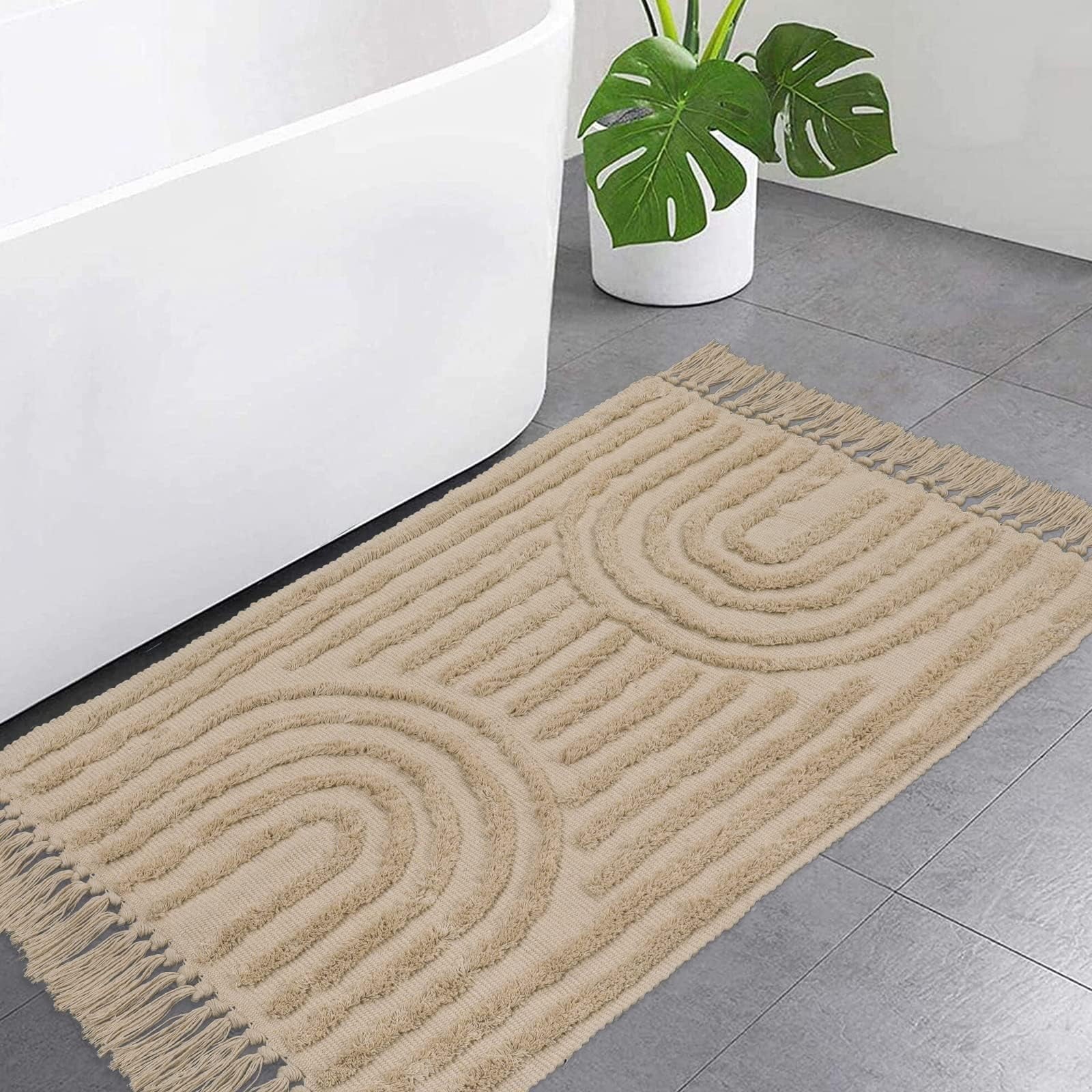 SUNDEREY Modern Rainbow Area Rug,Washable Bedroom Rugs,Boho Terracotta Woven Floor Carpet With Tassel, Modern Farmhouse Tufted Rug For Living Dining Room Kitchen Entryway Bathroom Walmart Walmart 2'x3' Khaki