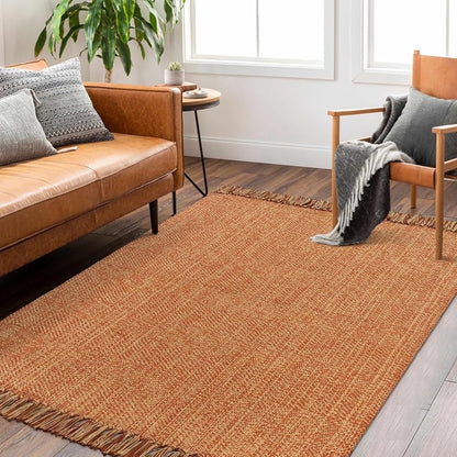 SUNDEREY Washable Bedroom Rugs,Area Rug, Bohemian Kitchen Rug, Cotton Woven Entryway Rug, Modern Braided Door Mat,Stain Resistant Boho Rug Low-Pile Throw Rug for ‎Dining Room Office Walmart Walmart 4' x 6' Terracotta