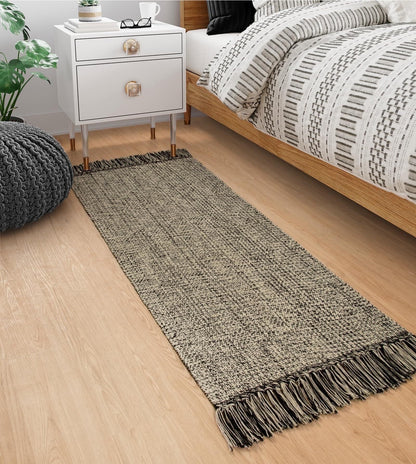 SUNDEREY Washable Bedroom Rugs,Area Rug, Bohemian Kitchen Rug, Cotton Woven Entryway Rug, Modern Braided Door Mat,Stain Resistant Boho Rug Low-Pile Throw Rug for ‎Dining Room Office Walmart Walmart 2'x5' Black/Cream