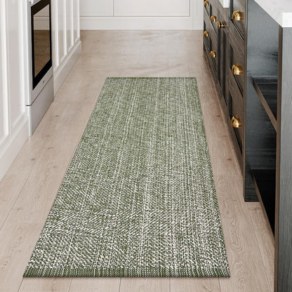 SUNDEREY Washable Bedroom Rugs,Area Rug, Bohemian Kitchen Rug, Cotton Woven Entryway Rug, Modern Braided Door Mat,Stain Resistant Boho Rug Low-Pile Throw Rug for ‎Dining Room Office Walmart Walmart 2'x5' Green/Cream