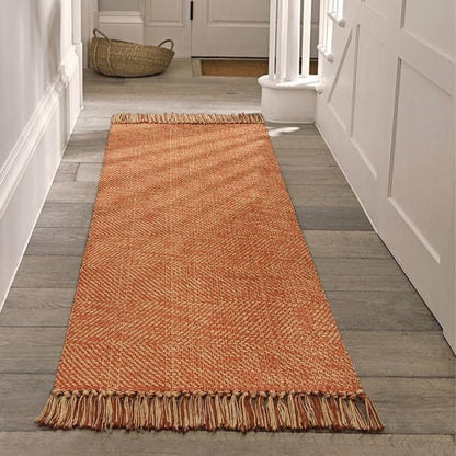 SUNDEREY Washable Bedroom Rugs,Area Rug, Bohemian Kitchen Rug, Cotton Woven Entryway Rug, Modern Braided Door Mat,Stain Resistant Boho Rug Low-Pile Throw Rug for ‎Dining Room Office Walmart Walmart 2'x5' Terracotta