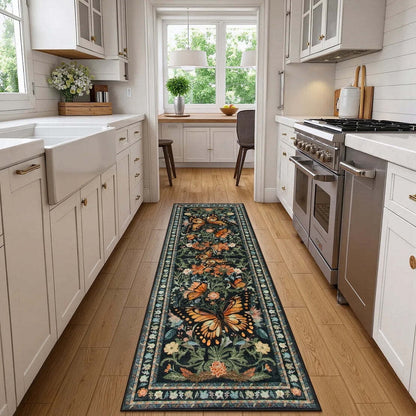 Lahome Decor Butterfly Bedroom Rug,Area Rugs Rugs for Living Room, Non-Slip Washable Rugs Stain Resistant Boho Floral Rug Low-Pile Throw Rug for ‎Dining Room Office Walmart Walmart 2' x 6' Black