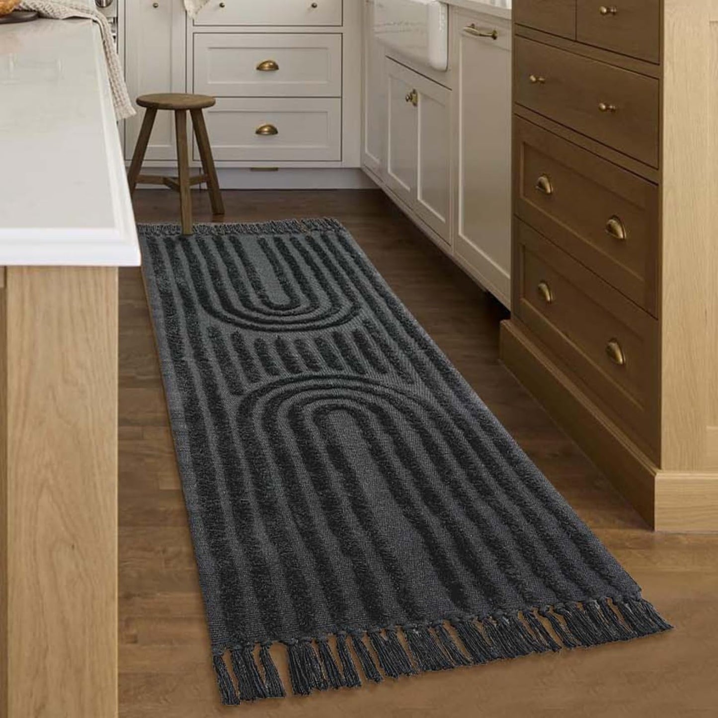 SUNDEREY Modern Rainbow Area Rug,Washable Bedroom Rugs,Boho Terracotta Woven Floor Carpet With Tassel, Modern Farmhouse Tufted Rug For Living Dining Room Kitchen Entryway Bathroom Walmart Walmart 2'x6' Dark Grey