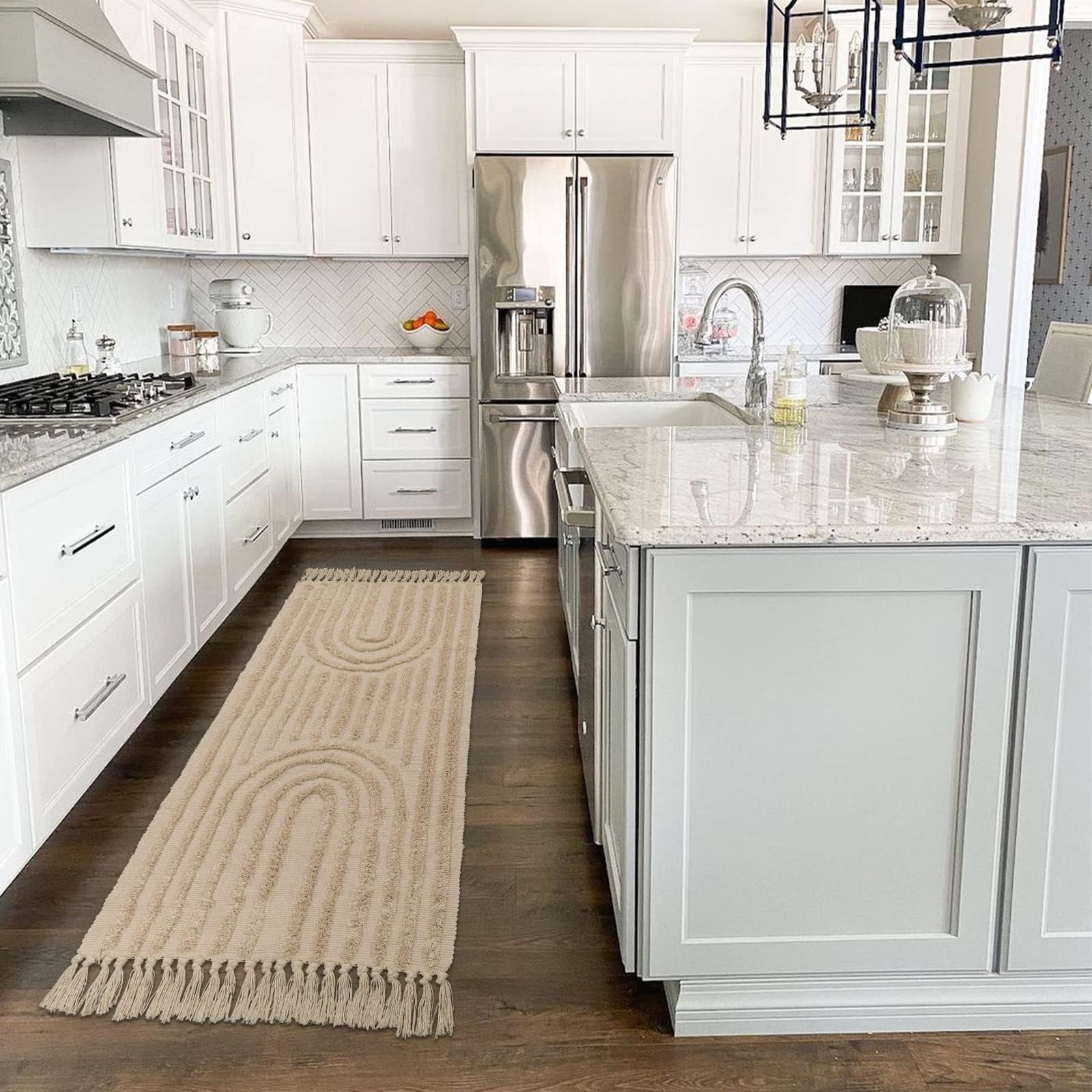 SUNDEREY Modern Rainbow Area Rug,Washable Bedroom Rugs,Boho Terracotta Woven Floor Carpet With Tassel, Modern Farmhouse Tufted Rug For Living Dining Room Kitchen Entryway Bathroom Walmart Walmart 2'x6' Khaki