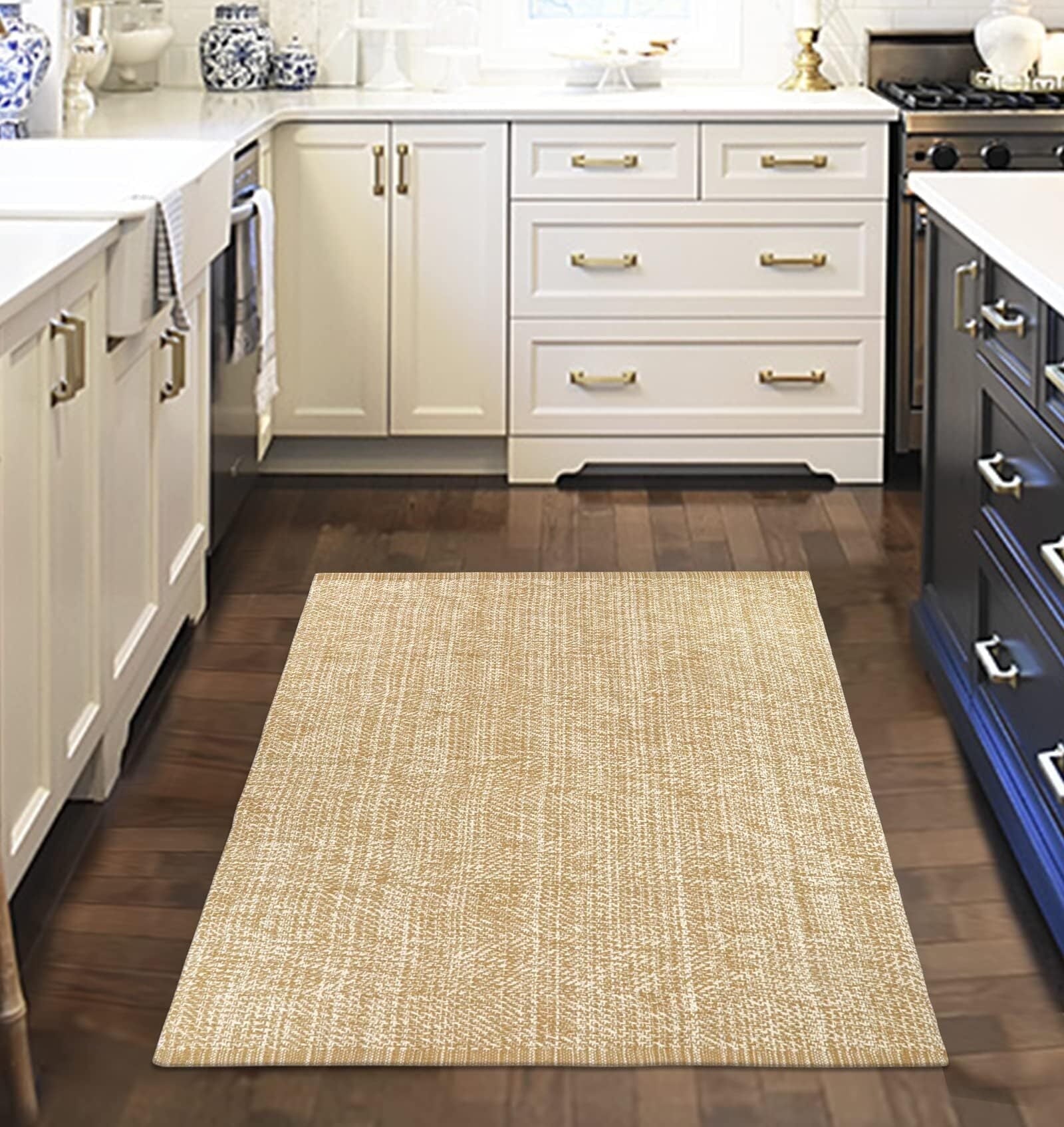 SUNDEREY Washable Bedroom Rugs,Area Rug, Bohemian Kitchen Rug, Cotton Woven Entryway Rug, Modern Braided Door Mat,Stain Resistant Boho Rug Low-Pile Throw Rug for ‎Dining Room Office Walmart Walmart 3' x 5' Khaki