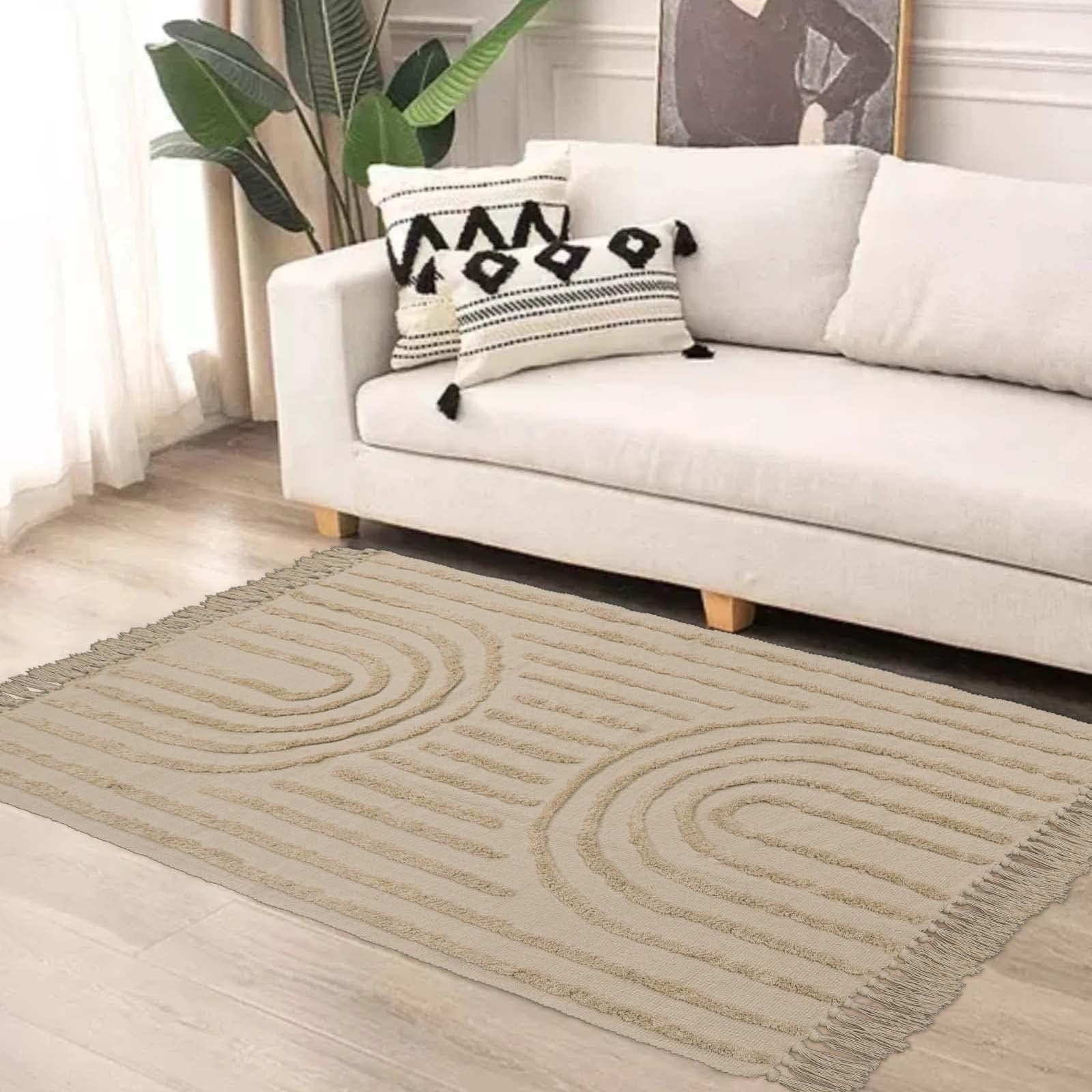 SUNDEREY Modern Rainbow Area Rug,Washable Bedroom Rugs,Boho Terracotta Woven Floor Carpet With Tassel, Modern Farmhouse Tufted Rug For Living Dining Room Kitchen Entryway Bathroom Walmart Walmart 3' x 5' Khaki