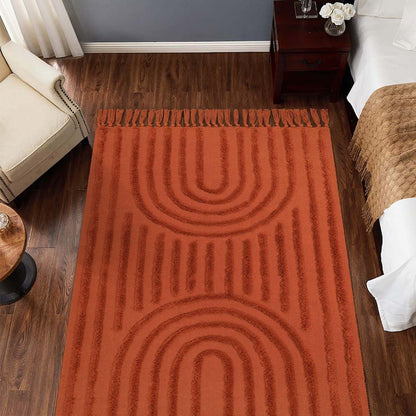 SUNDEREY Modern Rainbow Area Rug,Washable Bedroom Rugs,Boho Terracotta Woven Floor Carpet With Tassel, Modern Farmhouse Tufted Rug For Living Dining Room Kitchen Entryway Bathroom Walmart Walmart 3' x 5' Terracotta