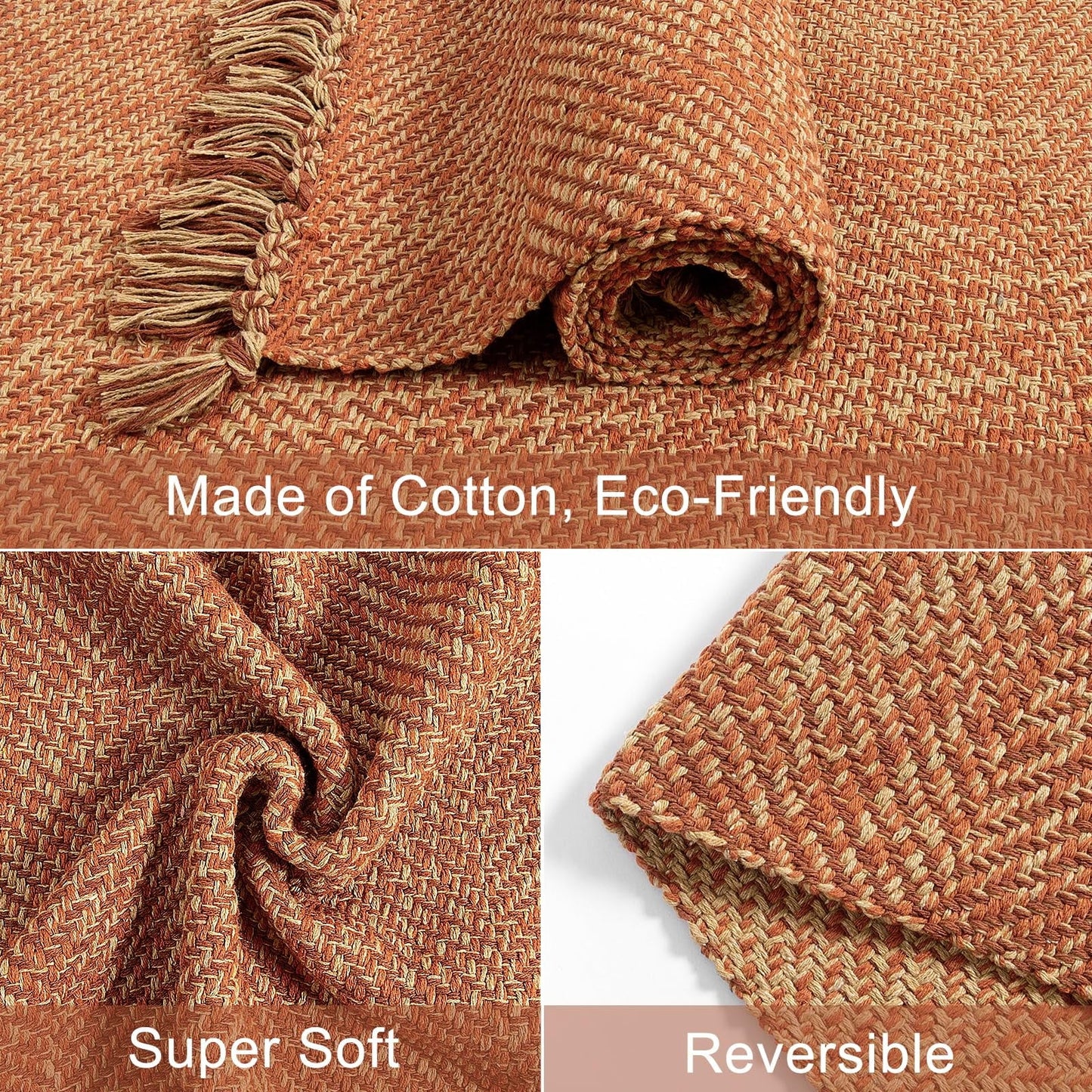 SUNDEREY Washable Bedroom Rugs,Area Rug, Bohemian Kitchen Rug, Cotton Woven Entryway Rug, Modern Braided Door Mat,Stain Resistant Boho Rug Low-Pile Throw Rug for ‎Dining Room Office Walmart Walmart