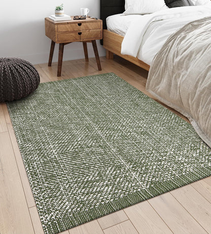 SUNDEREY Washable Bedroom Rugs,Area Rug, Bohemian Kitchen Rug, Cotton Woven Entryway Rug, Modern Braided Door Mat,Stain Resistant Boho Rug Low-Pile Throw Rug for ‎Dining Room Office Walmart Walmart 4' x 6' Green/Cream