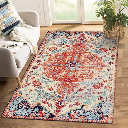 Lahome Decor Area Rug for Living Room Washable Bedroom Dining Rug Boho Floral Medallion Area Rug Non Slip Vintage Indoor Accent Carpet for Apartment Nursery Kids Room Walmart Walmart 4' x 6' Orange