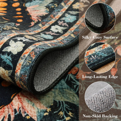 Lahome Decor Butterfly Bedroom Rug,Area Rugs Rugs for Living Room, Non-Slip Washable Rugs Stain Resistant Boho Floral Rug Low-Pile Throw Rug for ‎Dining Room Office Walmart Walmart