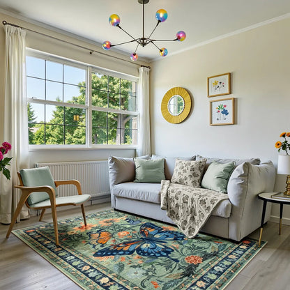 Lahome Decor Butterfly Bedroom Rug,Area Rugs Rugs for Living Room, Non-Slip Washable Rugs Stain Resistant Boho Floral Rug Low-Pile Throw Rug for ‎Dining Room Office Walmart Walmart 5' x 7' Green