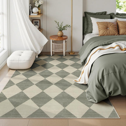 Lahome Decor Modern Washable Area Rugs for Living Room, Non-Slip Rugs for Bedroom, Farmhouse Checkered Rug, Moroccan Neutral Soft Low Pile Carpet for Office Dining Room Playroom Walmart Walmart