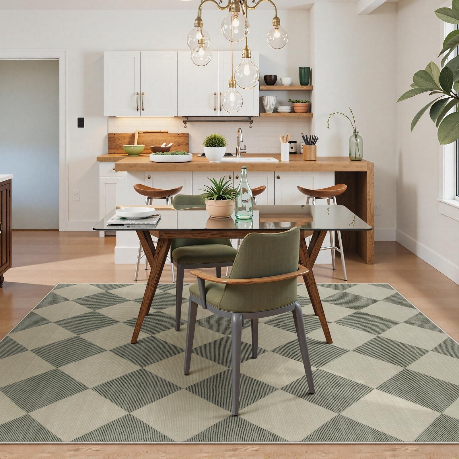 Lahome Decor Modern Washable Area Rugs for Living Room, Non-Slip Rugs for Bedroom, Farmhouse Checkered Rug, Moroccan Neutral Soft Low Pile Carpet for Office Dining Room Playroom Walmart Walmart