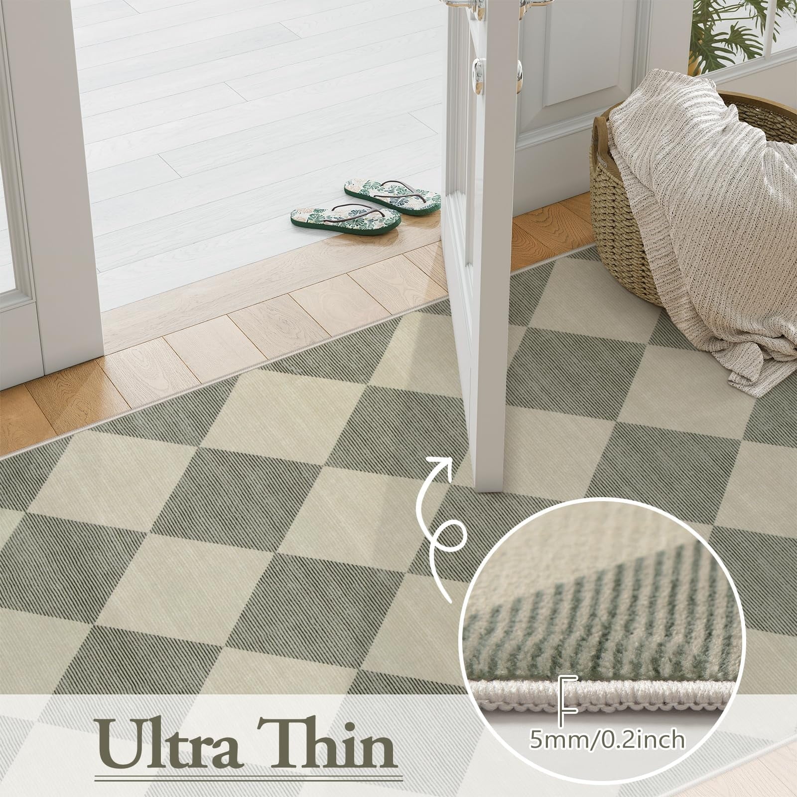 Lahome Decor Modern Washable Area Rugs for Living Room, Non-Slip Rugs for Bedroom, Farmhouse Checkered Rug, Moroccan Neutral Soft Low Pile Carpet for Office Dining Room Playroom Walmart Walmart