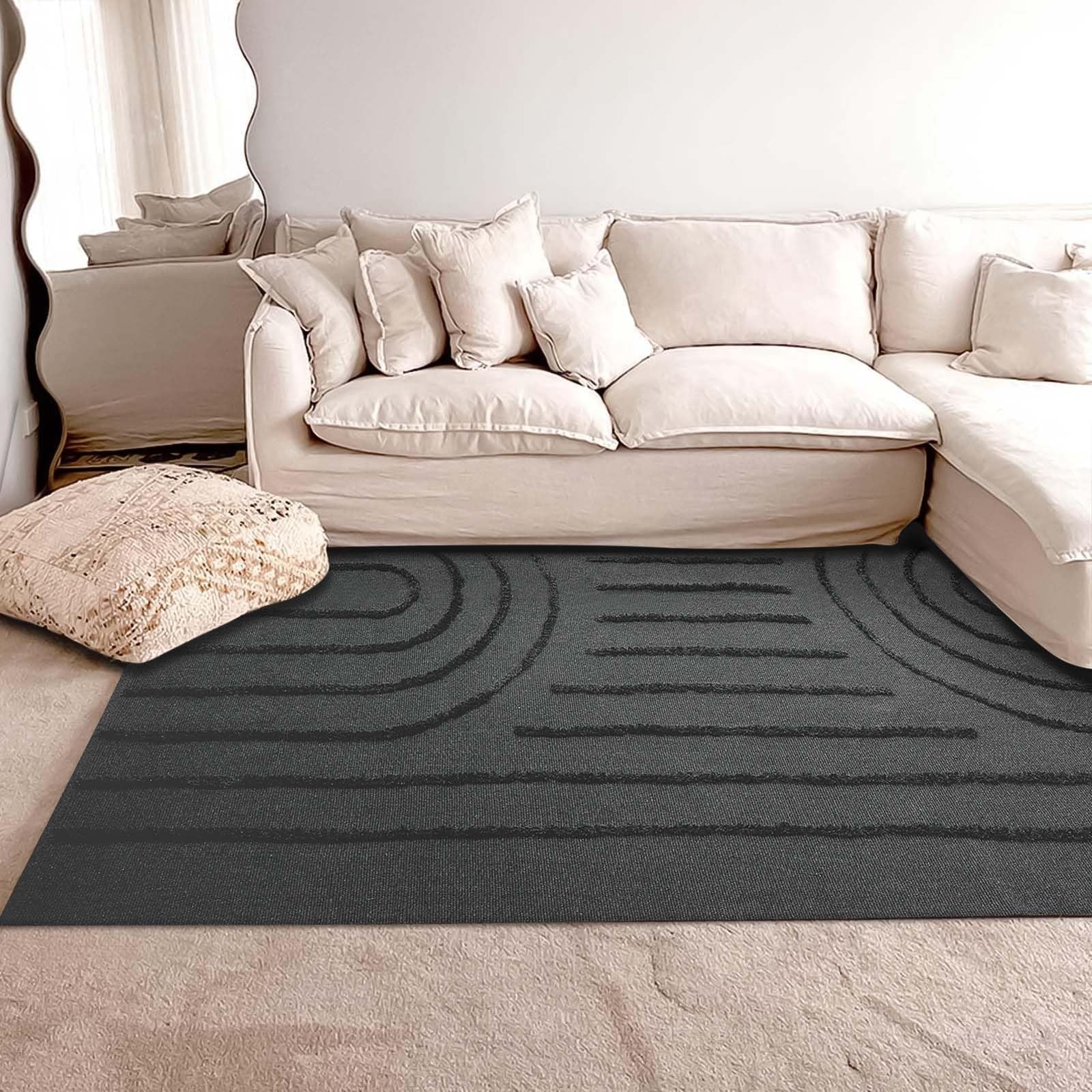 SUNDEREY Modern Rainbow Area Rug,Washable Bedroom Rugs,Boho Terracotta Woven Floor Carpet With Tassel, Modern Farmhouse Tufted Rug For Living Dining Room Kitchen Entryway Bathroom Walmart Walmart 5' x 8' Dark Grey