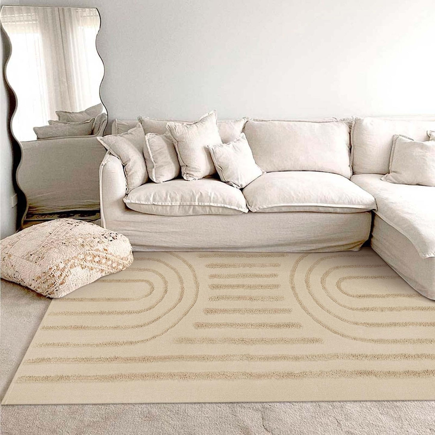 SUNDEREY Modern Rainbow Area Rug,Washable Bedroom Rugs,Boho Terracotta Woven Floor Carpet With Tassel, Modern Farmhouse Tufted Rug For Living Dining Room Kitchen Entryway Bathroom Walmart Walmart 5' x 8' Khaki