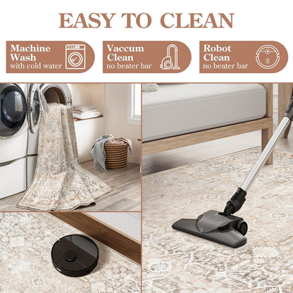 Lahome Decor Washable Area Rug,Boho Tribe Rugs for Living Room With Non-Slip Backing, Stain Resistant Non-Shed Carpet for Bedroom, Dining Room, Dorm, Office,Farmhouse Walmart Walmart