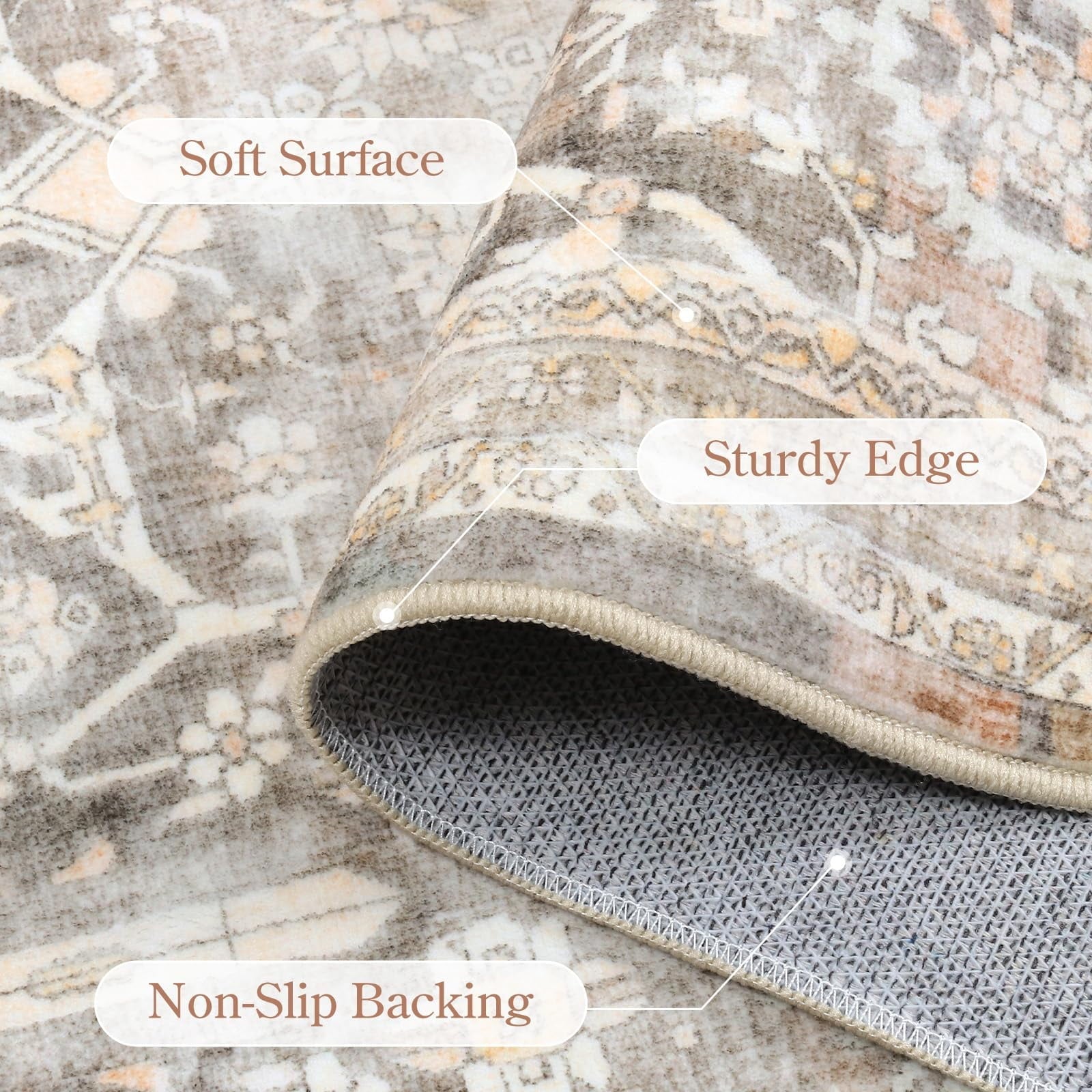 Lahome Decor Washable Area Rug,Boho Tribe Rugs for Living Room With Non-Slip Backing, Stain Resistant Non-Shed Carpet for Bedroom, Dining Room, Dorm, Office,Farmhouse Walmart Walmart