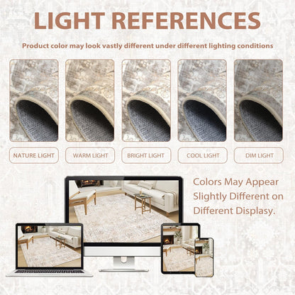 Lahome Decor Washable Area Rug,Boho Tribe Rugs for Living Room With Non-Slip Backing, Stain Resistant Non-Shed Carpet for Bedroom, Dining Room, Dorm, Office,Farmhouse Walmart Walmart