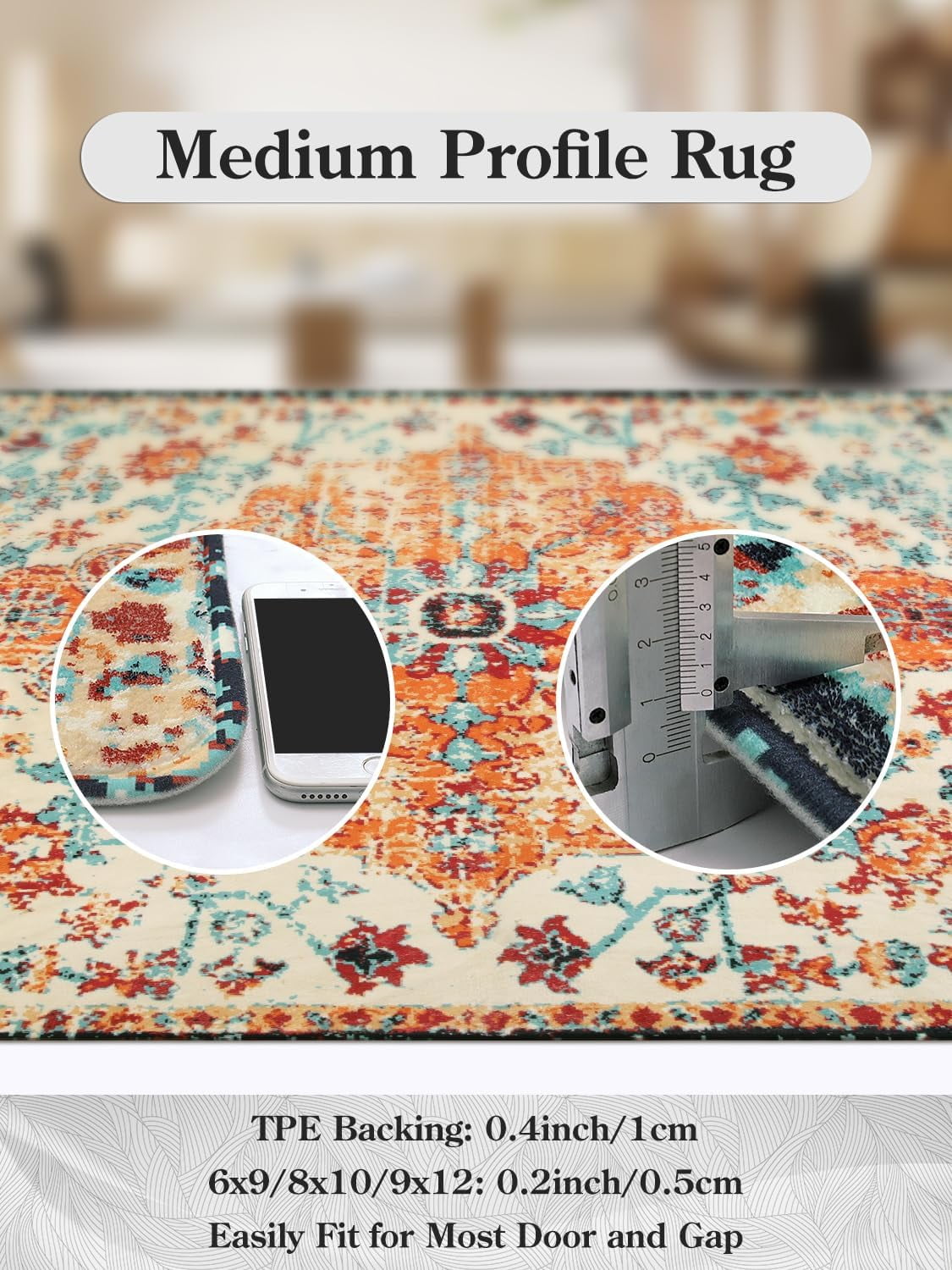 Lahome Decor Area Rug for Living Room Washable Bedroom Dining Rug Boho Floral Medallion Area Rug Non Slip Vintage Indoor Accent Carpet for Apartment Nursery Kids Room Walmart Walmart