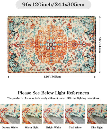 Lahome Decor Area Rug for Living Room Washable Bedroom Dining Rug Boho Floral Medallion Area Rug Non Slip Vintage Indoor Accent Carpet for Apartment Nursery Kids Room Walmart Walmart